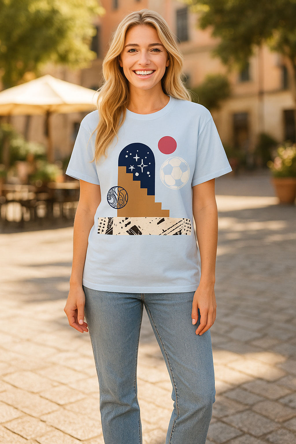 Buyaro Geometric Soccer Graphic T-shirt – Unisex Streetwear