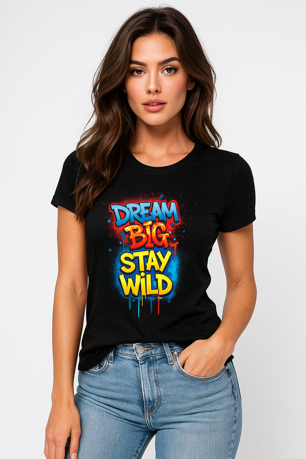 DREAM BIG STAY WILD Graphic T-Shirt – Bold Colorful Street Style Tee