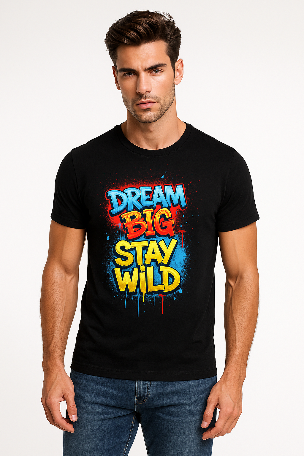DREAM BIG STAY WILD Graphic T-Shirt – Bold Colorful Street Style Tee