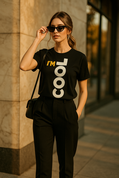 I’M COOL Premium Heavyweight T-Shirt – Bold Vertical Minimalist Statement Tee