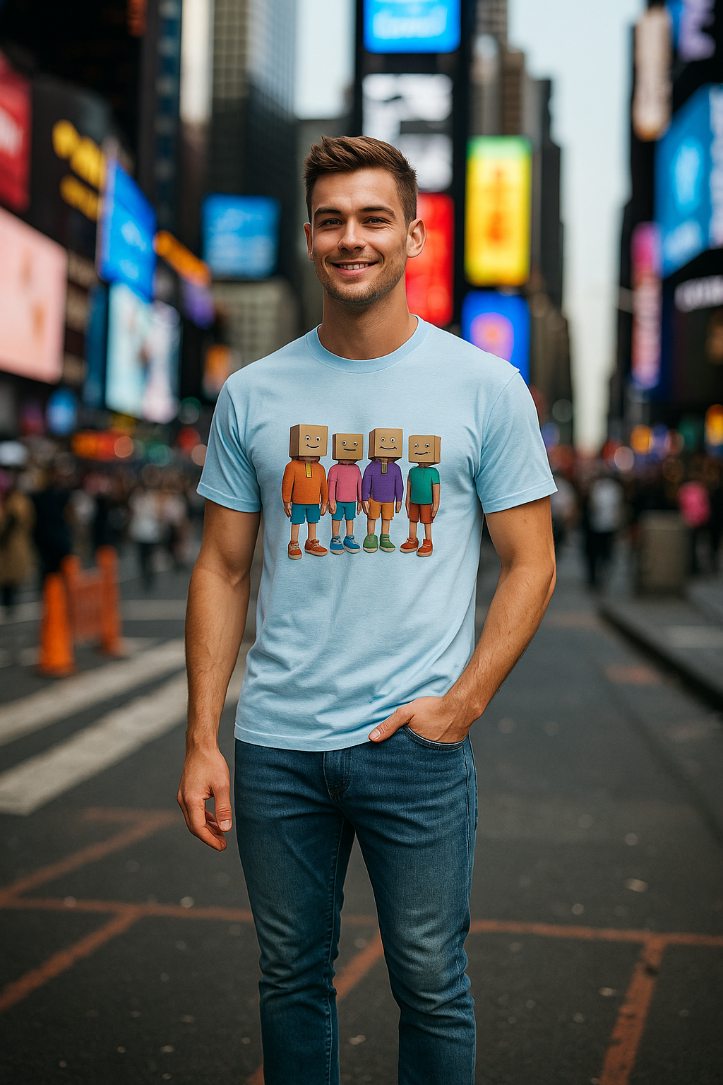 Think Outside the Box – Cartoon Box Head T-Shirt