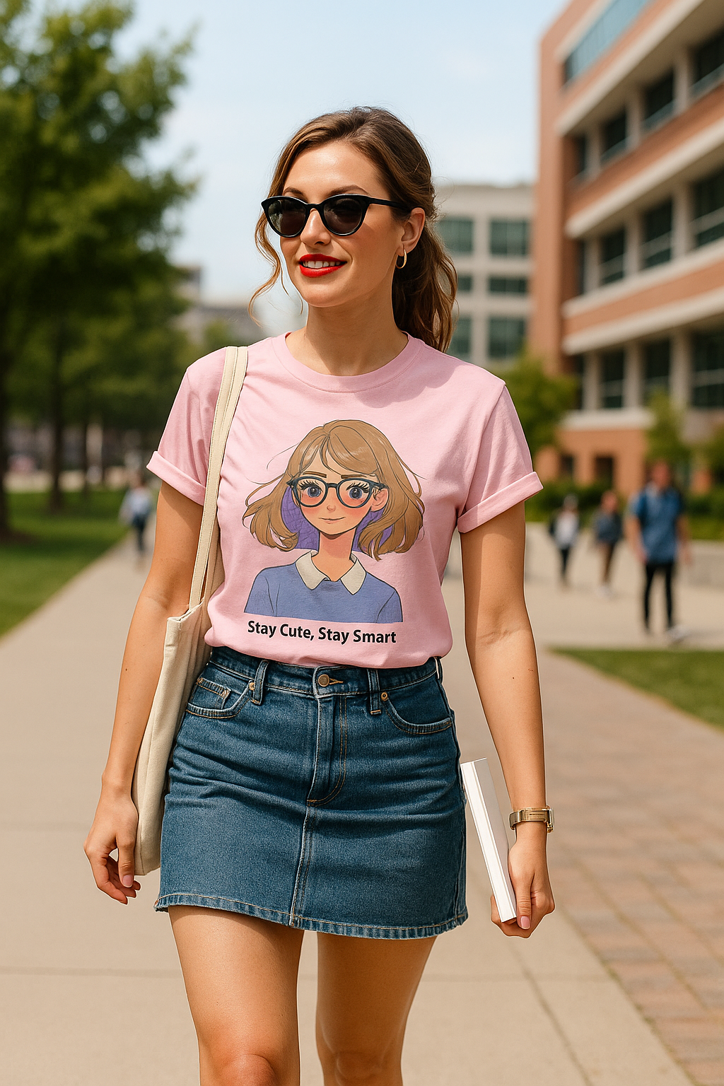 Stay Cute, Stay Smart – Anime Girl T-Shirt