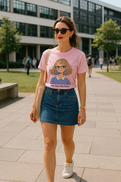 Stay Cute, Stay Smart – Anime Girl T-Shirt