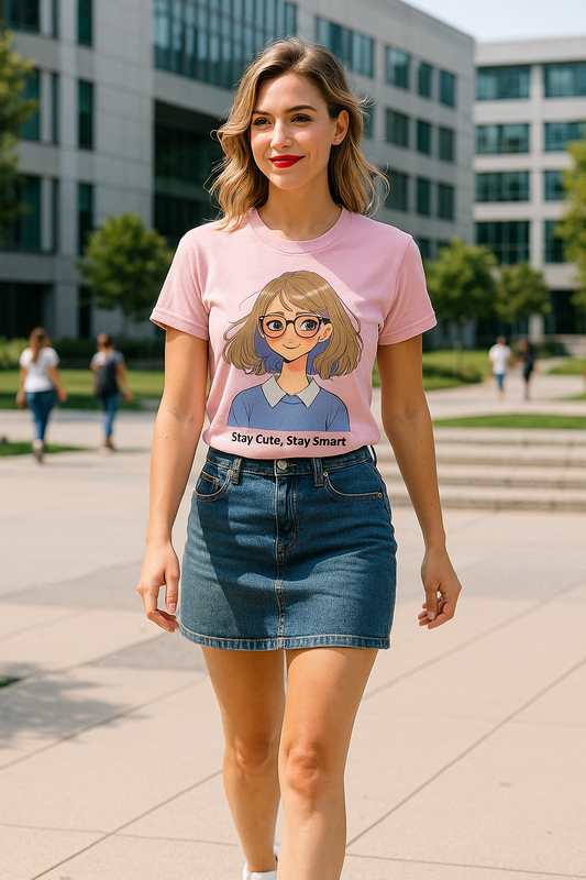 Stay Cute, Stay Smart – Anime Girl T-Shirt