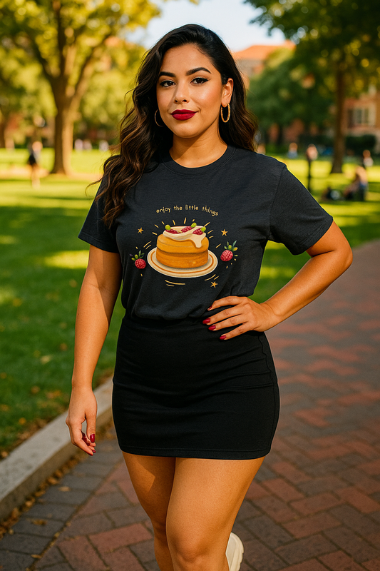 Enjoy the Little Things" Pancake T-Shirt – Cute Kawaii Foodie Graphic Tee