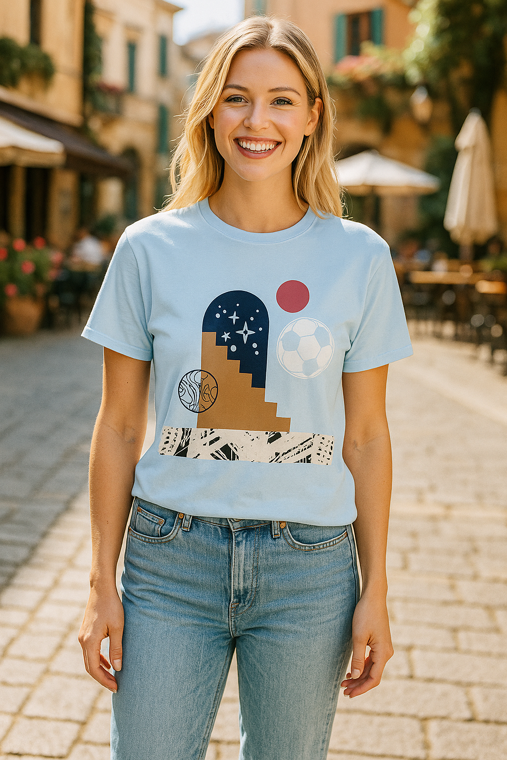 Buyaro Geometric Soccer Graphic T-shirt – Unisex Streetwear