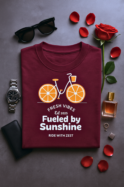Fresh Vibes Orange Bicycle T-Shirt – Fueled by Sunshine Graphic Tee | Buyaro™