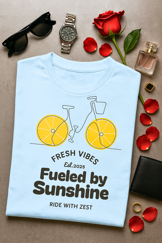 Fresh Vibes Bicycle T-Shirt – Fueled by Sunshine Graphic Tee | Buyaro™