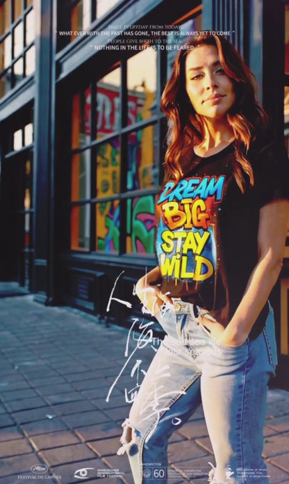 DREAM BIG STAY WILD Graphic T-Shirt – Bold Colorful Street Style Tee