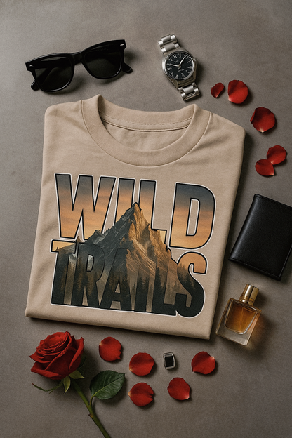 Wild Trails Mountain T-Shirt – Sunset Adventure Graphic Tee | Buyaro™