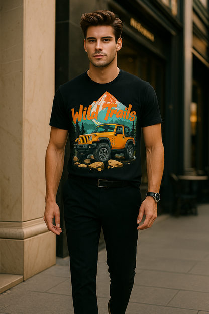 Wild Trails Off-Road T-Shirt – Adventure Jeep Mountain Graphic Tee | Buyaro™