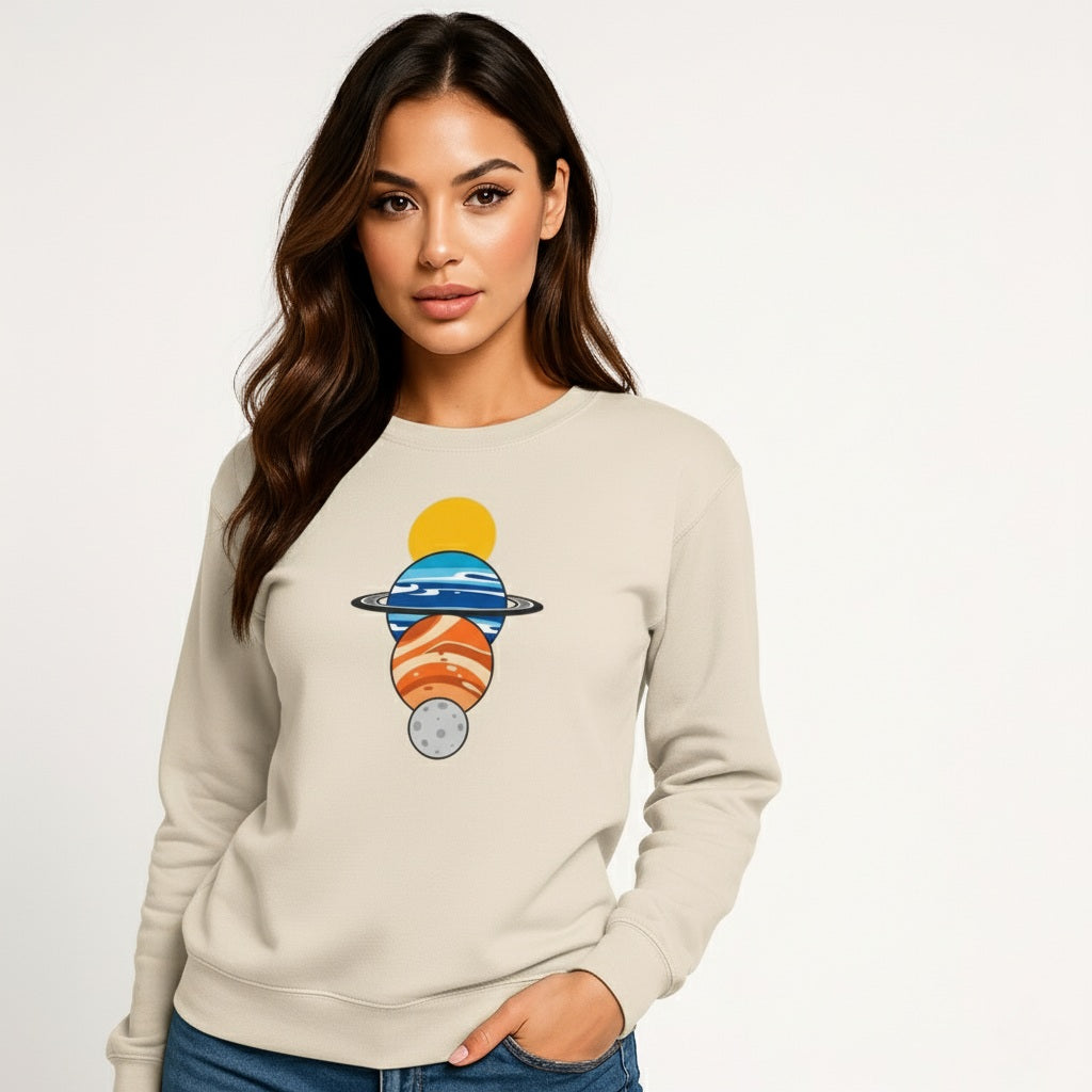 Buyaro™ Oversized Heavyweight Sweatshirt – Solar System Planets Graphic