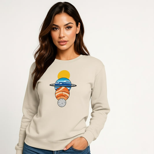 Buyaro™ Oversized Heavyweight Sweatshirt – Solar System Planets Graphic
